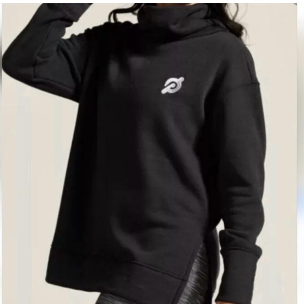 Peloton Black Funnel Neck Pullover Sweatshirt, size Medium